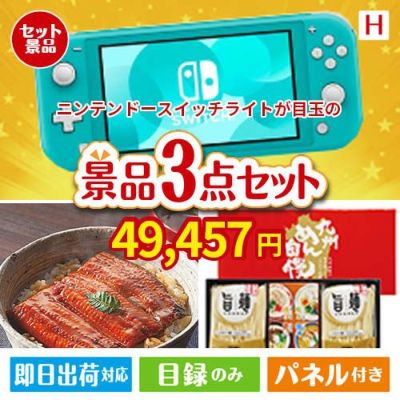 ニンテンドースイッチライトが目玉の美味しいもの好き必見のグルメ景品3点セットH