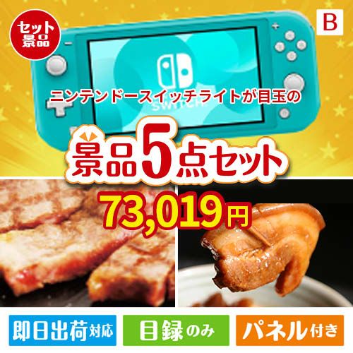 ニンテンドースイッチライトが目玉の本格グルメとスイーツが詰まった景品5点セットB