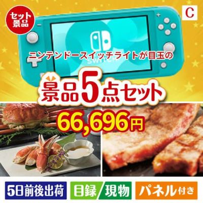 ニンテンドースイッチライトが目玉のグルメとお菓子で二次会も盛り上がる景品5点セットC