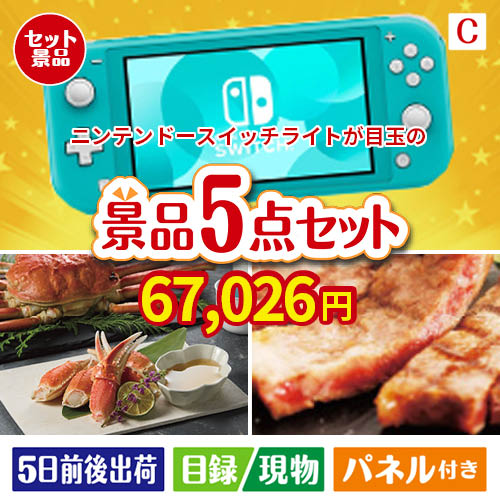 ニンテンドースイッチライトが目玉のグルメとお菓子で二次会も盛り上がる景品5点セットC