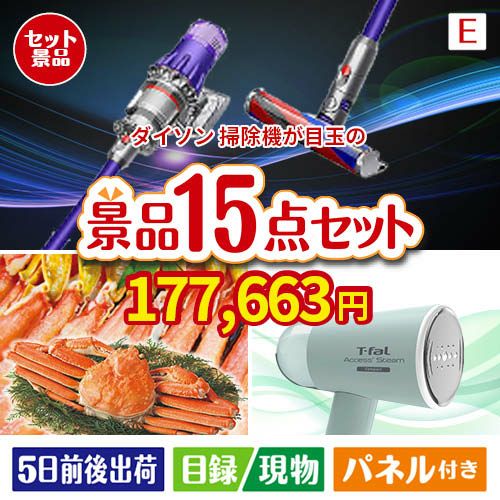 ダイソン掃除機が目玉のグルメと生活アイテム満載の景品15点セットE