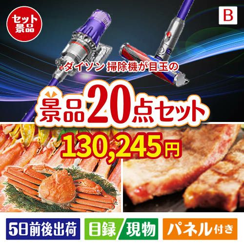 ダイソン掃除機が目玉の珈琲と紅茶でカフェ気分を楽しめる景品20点セットB