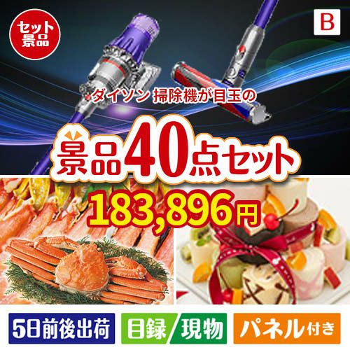 ダイソン掃除機が目玉の贅沢スイーツも満喫できる景品40点セットB