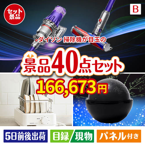 ダイソン掃除機が目玉の贅沢スイーツも満喫できる景品40点セットB