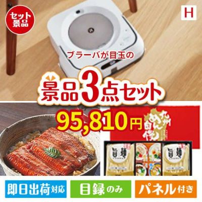 床拭きロボット ブラーバが目玉の美味しいもの好き必見のグルメ景品3点セットH
