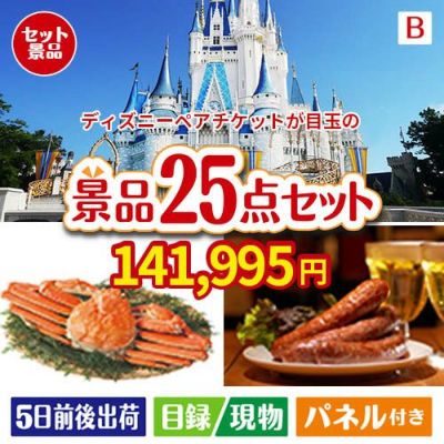 ディズニーペアチケットが目玉の北海道グルメを堪能できる豪華景品25点セットB
