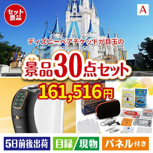 ディズニーペアチケットが目玉のオールジャンルの景品が揃う万能景品30点セットA