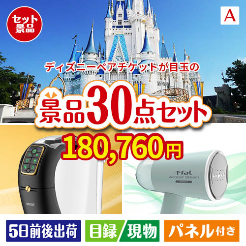 ディズニーペアチケットが目玉のオールジャンルの景品が揃う万能景品30点セットA