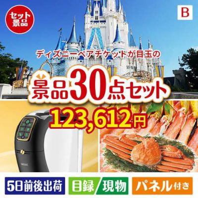 ディズニーペアチケットが目玉のバリスタでカフェ気分を満喫できる景品30点セットB