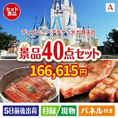 ディズニーペアチケットが目玉の和牛や贅沢グルメを堪能できる景品40点セットA