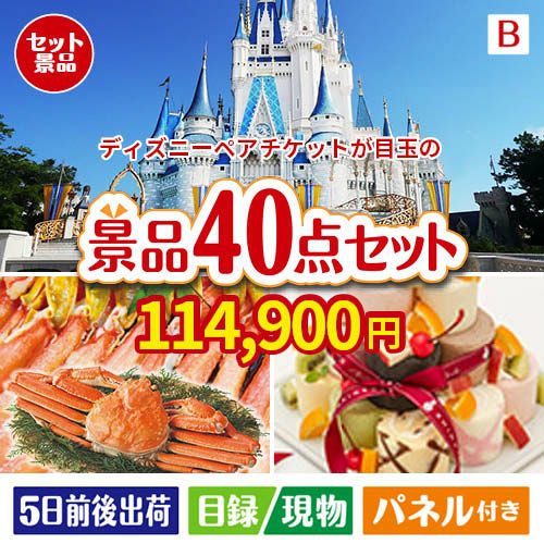ディズニーペアチケットが目玉の贅沢スイーツも満喫できる景品40点セットB