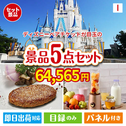 ディズニーペアチケットが目玉の性別に関係なく喜ばれる景品5点セットI